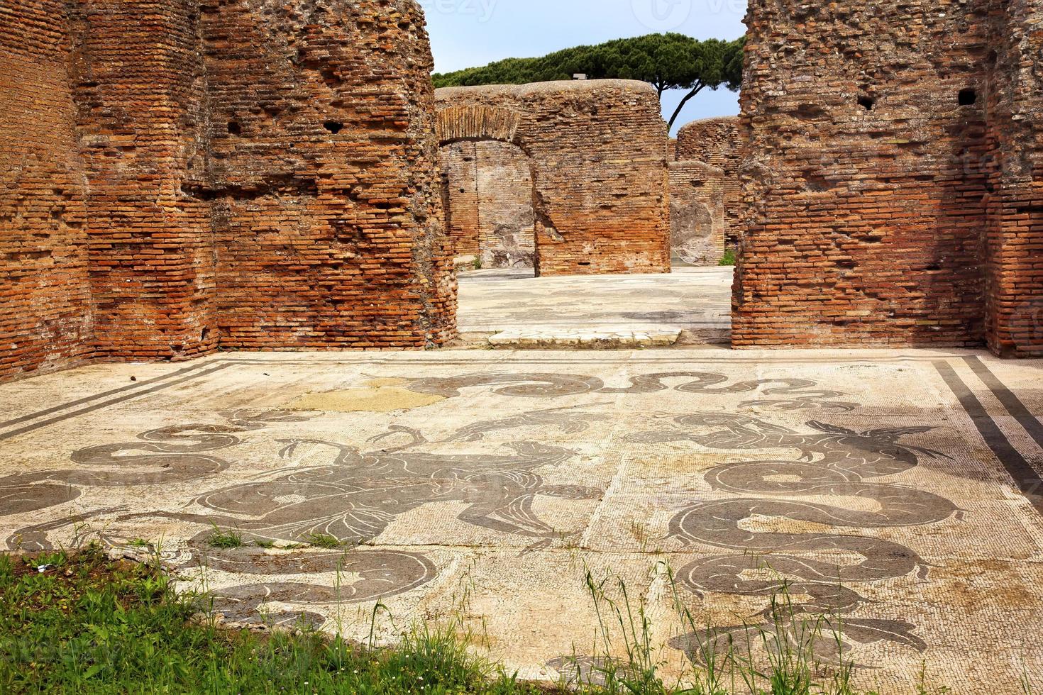 forntida romerska bad Neptune mosaikgolv ostia antica Roma Italien foto