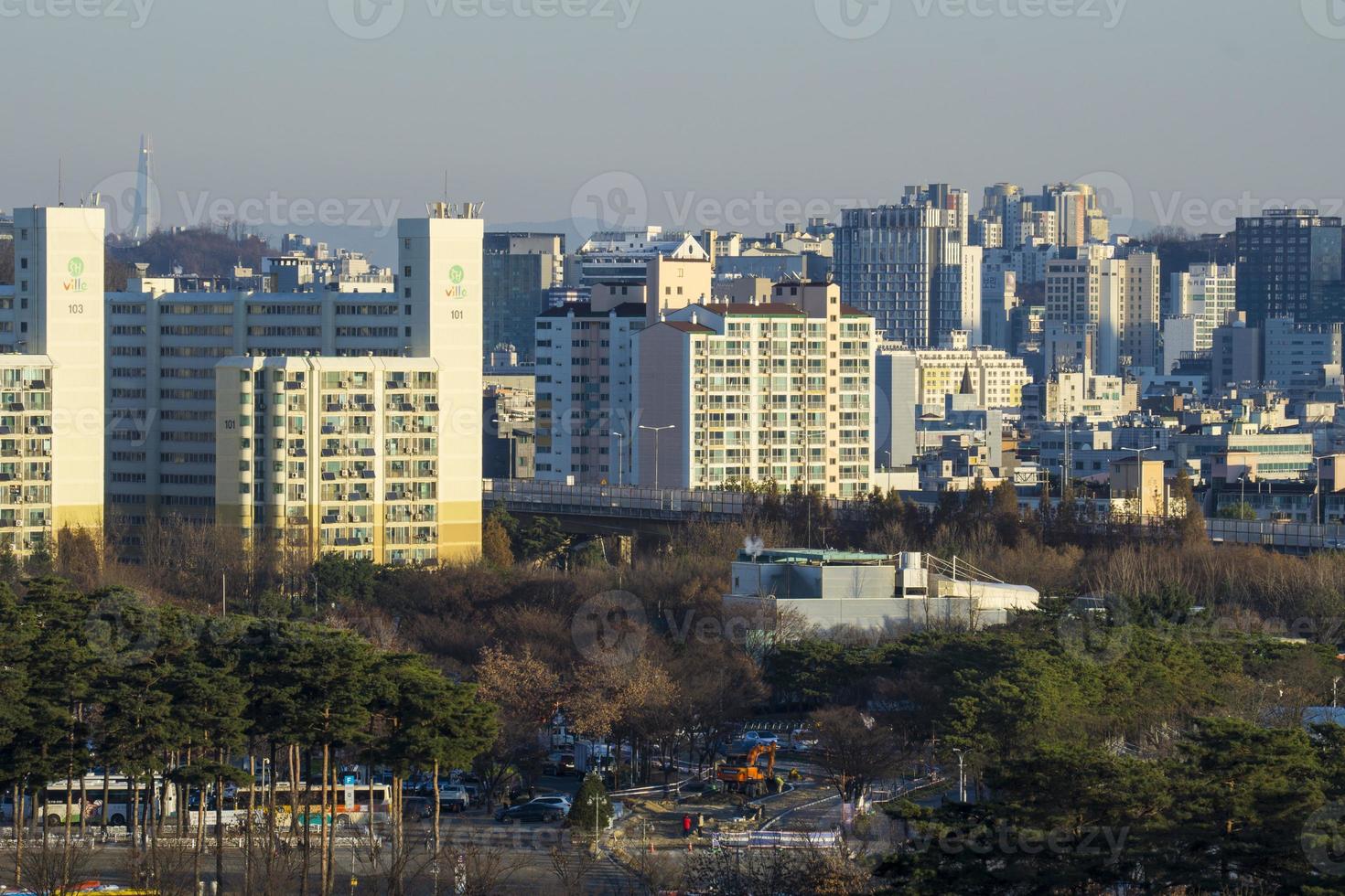 lägenhetslandskap i mapo-gu, seoul, korea foto