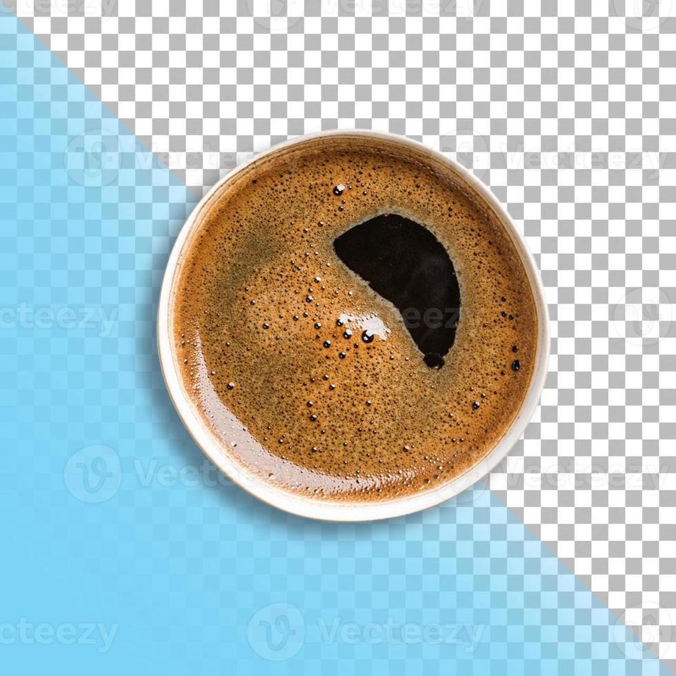 närbild vy abstrak skum över svart kaffe isolerad på transparent bakgrund. foto