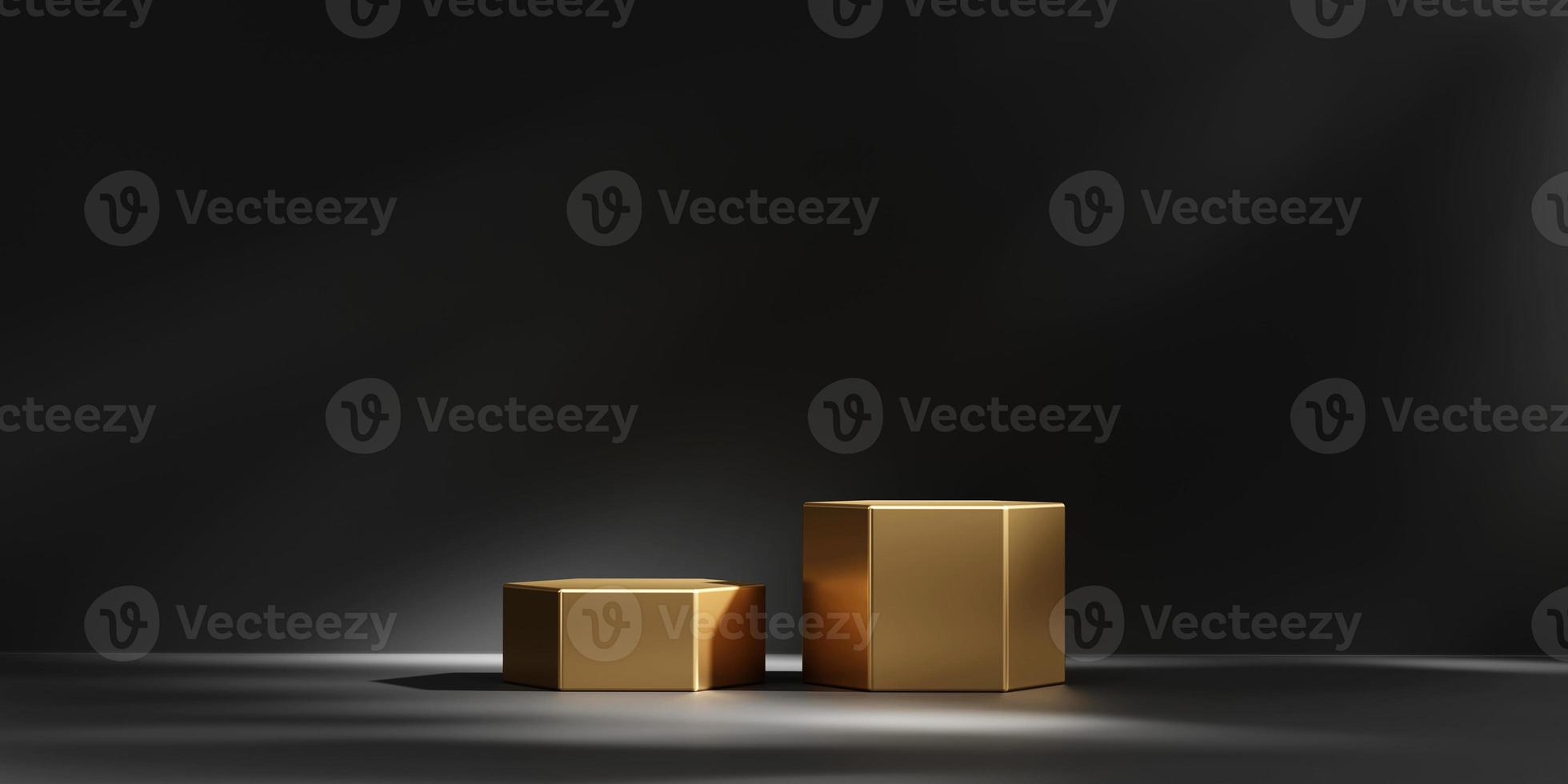 3D-rendering abstrakt guld plattform podium produkt presentation bakgrund foto