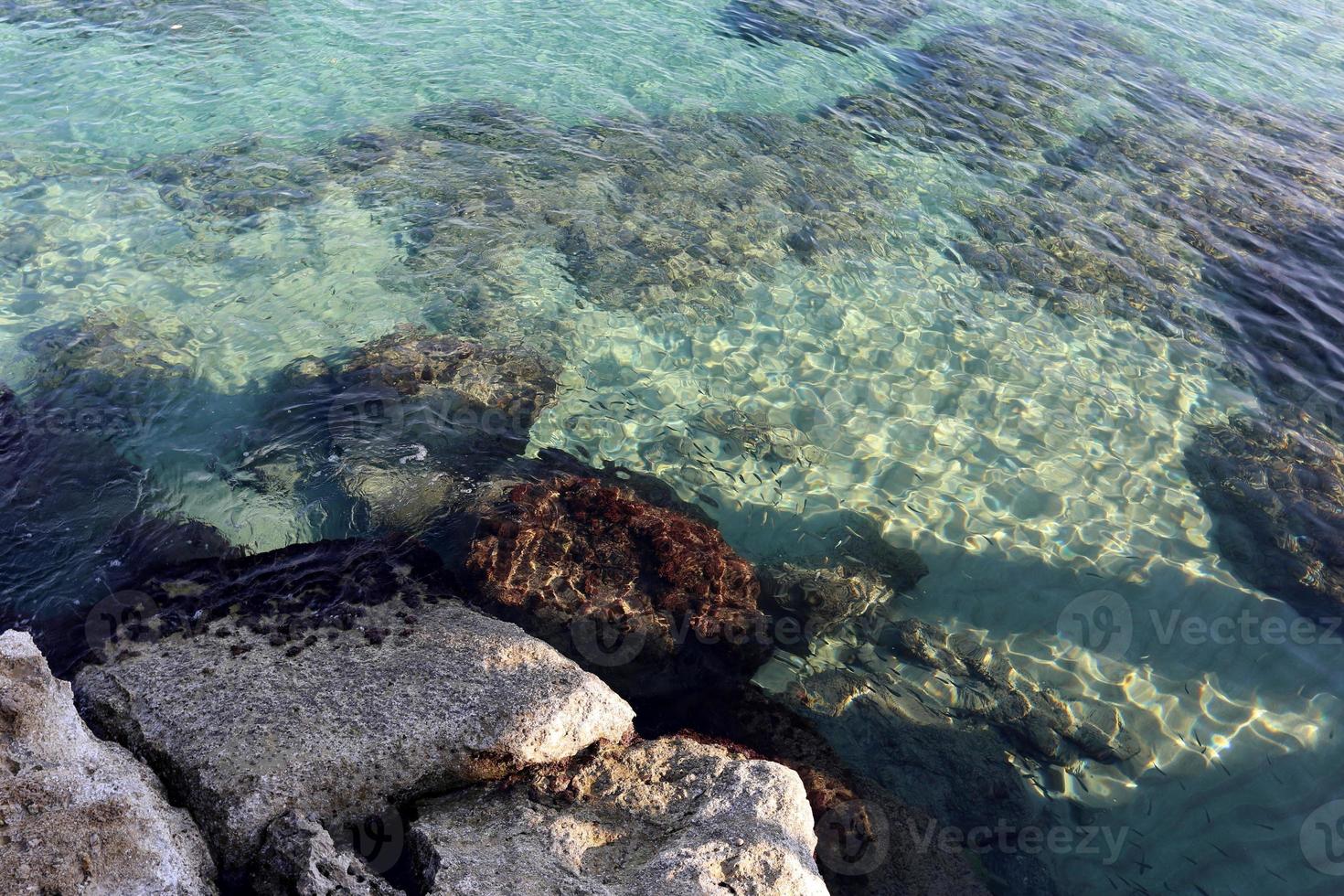 kusten av Medelhavet i norra delen av staten Israel. foto