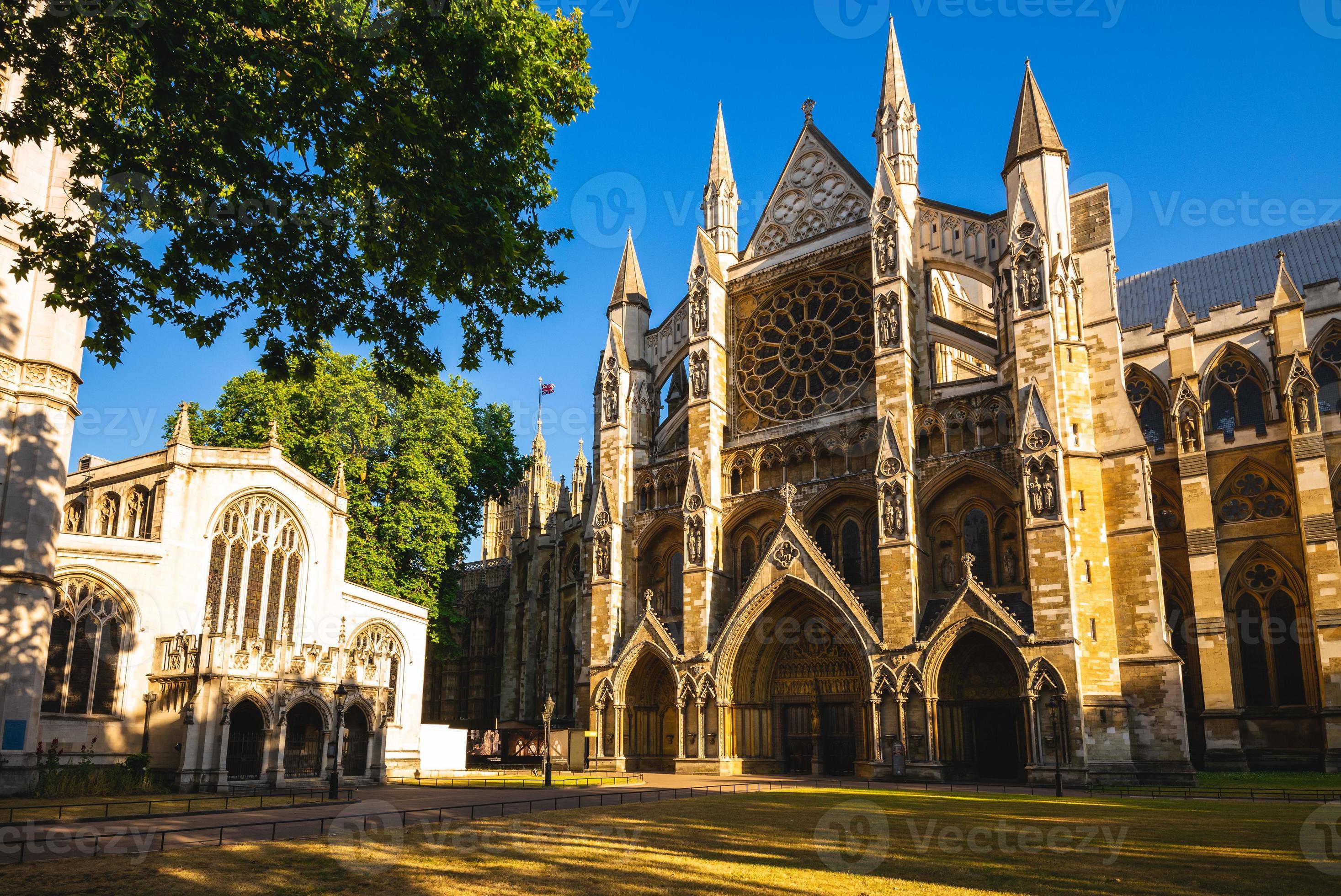 fasad av Westminster Abbey i London, England, Storbritannien foto