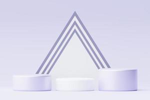 3D render pastell lila minimal bakgrund med pallstativ. lila scenplattform för kosmetisk produktpresentation och reklam. studioscen med monterad piedestal i ren design. foto
