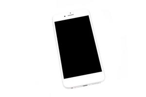 vit smart telefon på vit blackground foto
