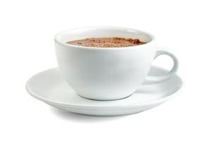 varm choklad med kaffekopp isolerad på vit bakgrund, inkluderar urklippsbana foto
