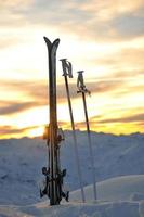 berg snö ski solnedgång foto