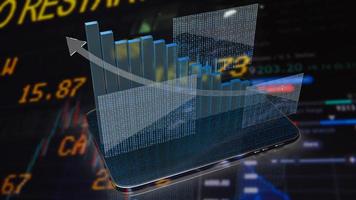 diagrammet på surfplattan för affärsidé 3d-rendering foto
