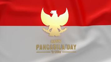 garuda-guldsymbolen på Indonesiens flagga för pancasila day 3d-rendering foto