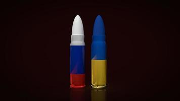 Ukraina och Ryssland flaggan på kulor yta för affärer eller krig koncept 3d-rendering foto