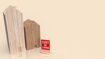 hem träleksak för levnadskostnadskoncept 3d-rendering foto