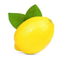 citron med blad isolerad på vit bakgrund, inkluderar urklippsbana foto