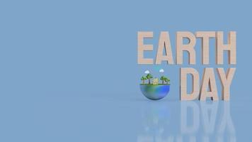 jordens dag trä text för semester eller eko innehåll 3d-rendering foto