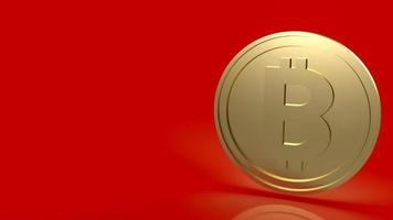 bitcoinmynt på röd bakgrund för kryptovaluta eller affärsidé 3d-rendering foto