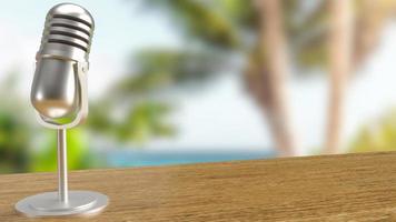mikrofon utomhus bakgrund för media eller podcast koncept 3d-rendering foto