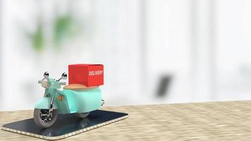 cykel leverans på surfplatta för applikationer koncept 3d-rendering foto