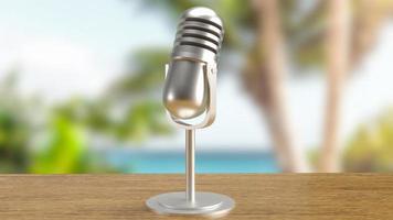 mikrofon utomhus bakgrund för media eller podcast koncept 3d-rendering foto