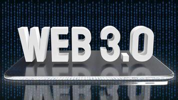 webben 3.0 vit text på surfplatta i affärsbakgrund för teknikkoncept 3d-rendering foto
