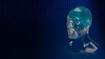 det mänskliga robothuvudet med grafiskt element ansikte representerar artificiell intelligens och maskininlärningskoncept 3d-rendering foto