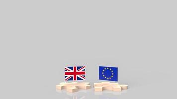 den engelska flaggan och euroflaggan på träpussel för affärsinnehåll 3d-rendering. foto