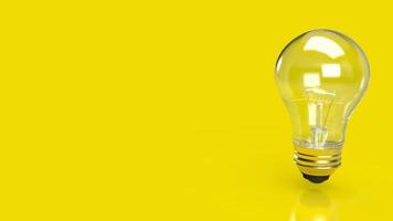 glödlampan på gul bakgrund för utbildning eller kreativa koncept 3d-rendering foto