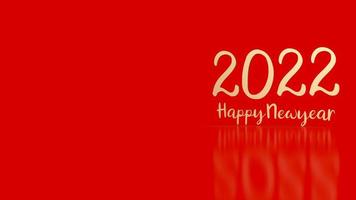 guldnummer 2022 på röd bakgrund för gott nytt år koncept 3d-rendering foto