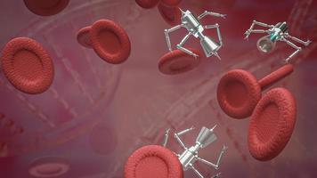blodkroppen och nano bot för sci eller utbildning koncept 3d-rendering foto