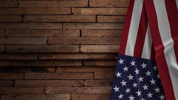 Förenta staterna flagga på tegelvägg för självständighetsdagen koncept 3d-rendering foto