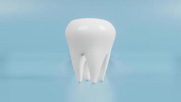 de vita tänderna på blå bakgrund för medicinskt och hälsoinnehåll 3d-rendering foto