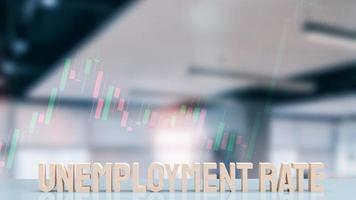 trä text arbetslöshet och affärschatt på vit bakgrund 3d-rendering foto