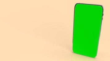 mobiltelefonens gröna skärm för media eller teknikkoncept 3d-rendering foto