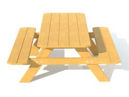 bänkar med ett picknickbord i trädgården eller parken 3d render illustration foto