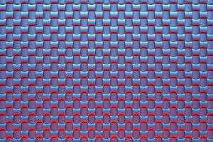 3d-rendering. blått och rött mönster av kuber av olika former. minimalistiskt mönster av enkla former. ljus kreativ symmetrisk textur foto