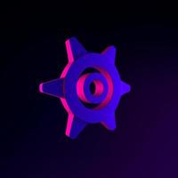 kugghjul neon ikon i tecknad stil. 3D-rendering gränssnitt ui ux element. mörk glödande symbol. foto