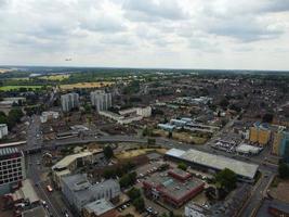 Flygfoto och hög vinkel bilder av centrum av den brittiska staden Luton England Storbritannien. foto