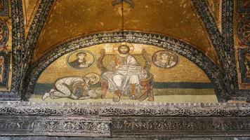 Imperial gate mosaik i hagia sophia museum foto