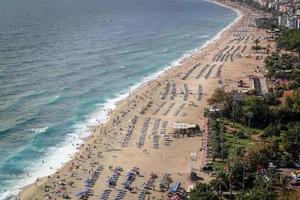 sandstrand i Alanya stad, Antalya, Turkiet foto