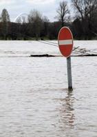 extremt väder - översvämmad fotgängarzon i Köln, Tyskland foto