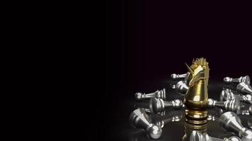 enhörningsschack i guld för att starta företagsinnehåll 3d-rendering foto