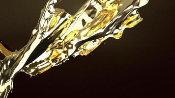 guld vätska på svart 3d-rendering för abstrakt bakgrund. foto