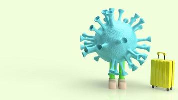 coronavirus och svitfodral för 3d-rendering av reseinnehåll foto