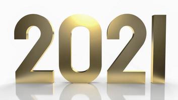 guldnummer 2021 för nyårsinnehåll 3d-rendering.