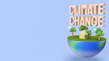 jord och trä text klimatförändring 3D-rendering foto