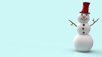 snögubbe på blå bakgrund för jul innehåll 3d-rendering. foto