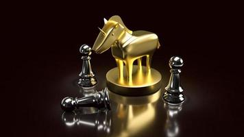 guldenhörningen och schack för start eller affärsidé 3d-rendering foto