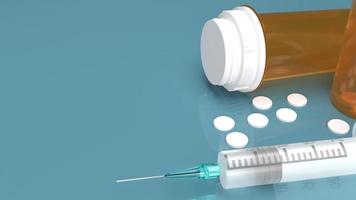 injektion nål droger piller 3D-rendering för medicinsk koncept. foto