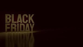 guld svart fredag text på svart bakgrund för semester shopping 3d-rendering. foto