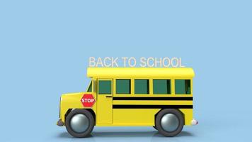 skolbuss 3d-rendering för tillbaka till skolan innehåll. foto