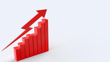 den röda pilen och diagrammet på vit bakgrund 3D-rendering för affärsinnehåll. foto