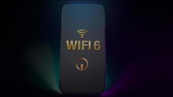 wifi6 ord på smart telefon 3d-rendering för nätverksinnehåll. foto