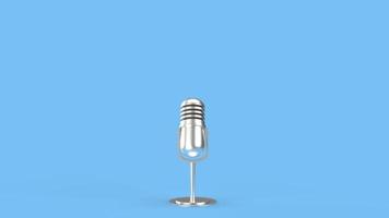 vintage mikrofon på blå bakgrund 3D-rendering för podcastinnehåll. foto